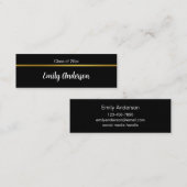 卒業白黒及び金ゴールド大学院名カード スキニー名刺 (正面/裏面)