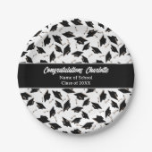 卒業白黒Capsパーティー供給 ペーパープレート (正面)