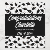 卒業白黒Capsパーティー供給 ワインラベル (シングルラベル)