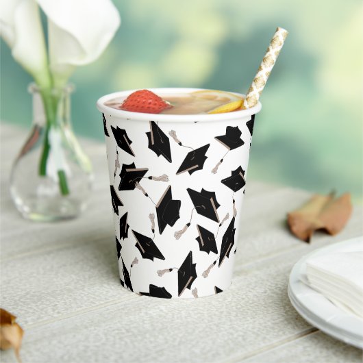 卒業白黒Capsパーティー供給 紙コップ (インサイチュ)