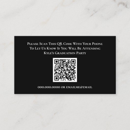 卒業白黒RSVP QRコード応答カード エンクロージャーカード (正面)