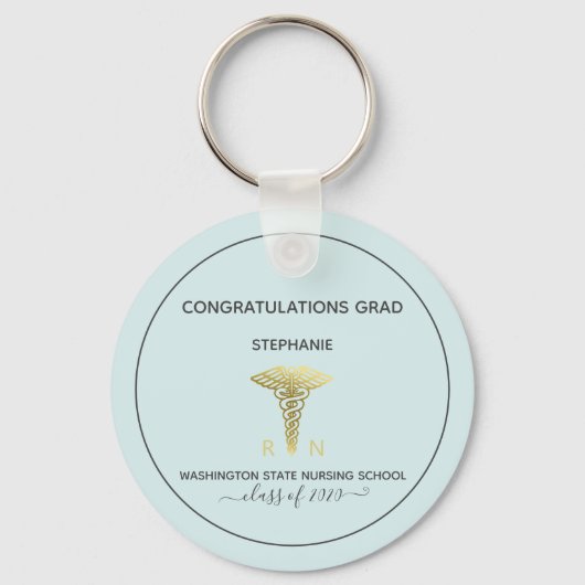卒業看護パーソナライズされた学校の学年 キーホルダー (正面)