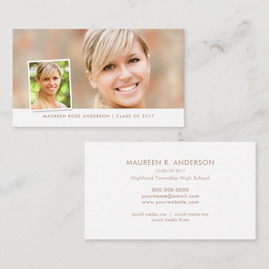 卒業社会的な媒体の写真のスタイルの名刺 コーリングカード (正面/裏面)