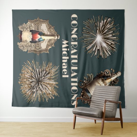 卒業祝いお祝い泡立ちおもしろい タペストリー (インサイチュ(横))