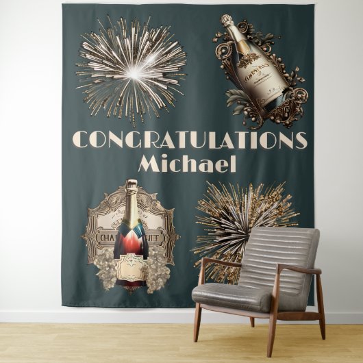 卒業祝いお祝い泡立ちおもしろい タペストリー (インサイチュ)