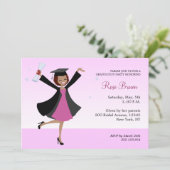 卒業祝いのアメリカ人黒人女子パーティー招待状 招待状 (スタンド正面)
