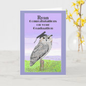 卒業祝いのフクロウカードが指名される カード (黄色い花)