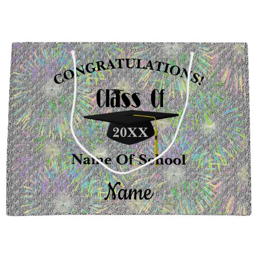 卒業祝いの上限パーソナライズされた ラージペーパーバッグ (正面)