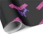 卒業祝いの卒業式ピンクの紫の黒 ラッピングペーパー (ロールコーナー)