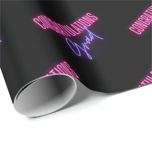 卒業祝いの卒業式ピンクの紫の黒 ラッピングペーパー (ロールコーナー)