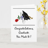 卒業祝いの巻物とバラ カード (黄色い花)