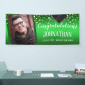 卒業祝いの緑の紙吹雪写真 横断幕 (トレードショー)