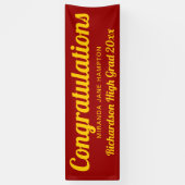 卒業祝いの赤と金ゴールドバナー 横断幕 (縦)