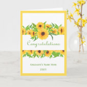 卒業祝いの黄色いフローラ名年の祝い カード (黄色い花)