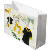 卒業祝いアカデミックハットとガウン ラージペーパーバッグ (正面アングル)