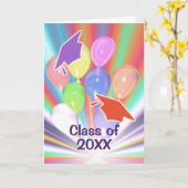 卒業祝いキャップとバルーンのカード カード (黄色い花)