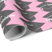 卒業祝いキャップピンク包み紙 ラッピングペーパー (ロールコーナー)