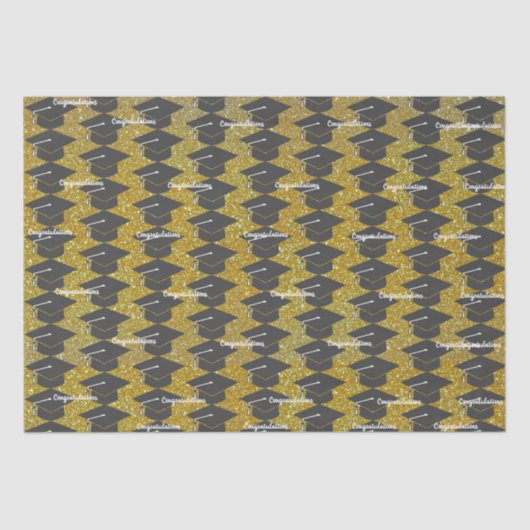 卒業祝いキャップ金ゴールドグリッター 薄葉紙 (正面)