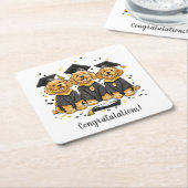 卒業祝いゴールデンドードルドッグス スクエアペーパーコースター (アングル)
