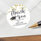 卒業祝いゴールドコンフェッティスクリプト ありがとうございます ラウンドシール