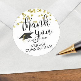 卒業祝いゴールドコンフェッティスクリプト ありがとうございます ラウンドシール
