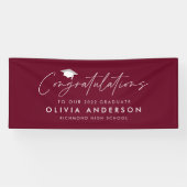 卒業祝いシンプルのモダンバーガンディ 横断幕 (横)