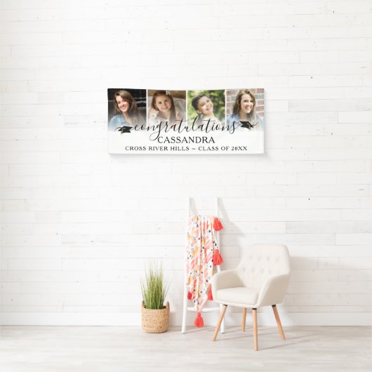 卒業祝いスクリプト4枚の写真 横断幕 (インサイチュ)