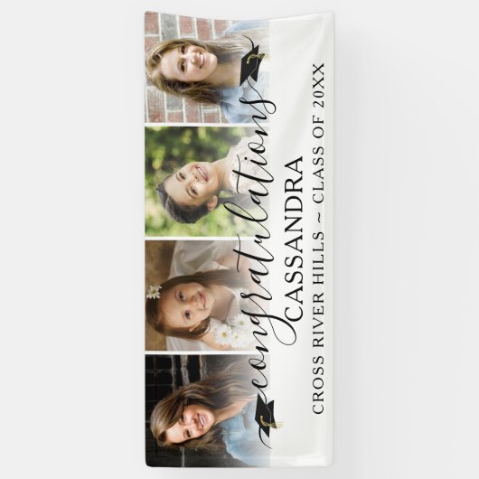 卒業祝いスクリプト4枚の写真 横断幕 (縦)