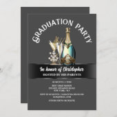 卒業祝いスパークリングワインボトルグラス 招待状 (正面/裏面)