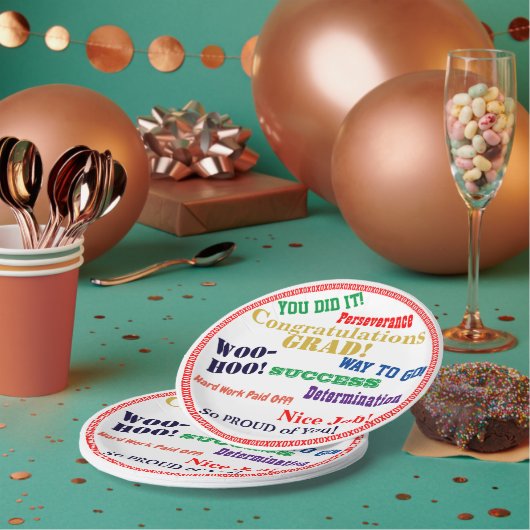 卒業祝いタイポグラフィ ペーパープレート (複数)