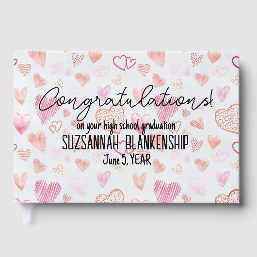 卒業祝いハートパターカスタムン ゲストブック (正面)