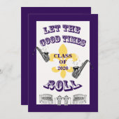 卒業祝いパーティーを楽しくしよう パープル 招待状 (正面/裏面)