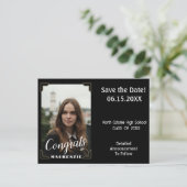 卒業祝いパーティー日付カードの保存 ポストカード (スタンド正面)