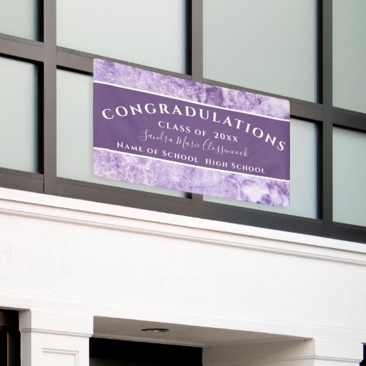 卒業祝いパープルアメジスト結晶 横断幕 (ビルの外側)