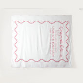 卒業祝いピンクボウ背景 タペストリー (正面(横))