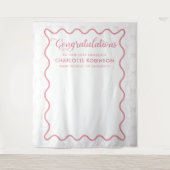 卒業祝いピンクボウ背景 タペストリー (正面)