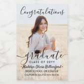 卒業祝いフォトブラックスクリプトミニ ワインラベル (シングルラベル)