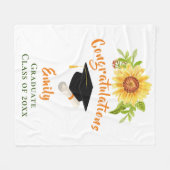 卒業祝いフローラひまわり フリースブランケット (正面(横))