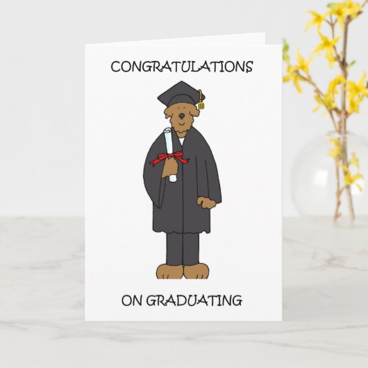 卒業祝い犬服従学校 カード (黄色い花)