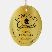 卒業祝い金ゴールドグリッター箔 セラミックオーナメント (右)