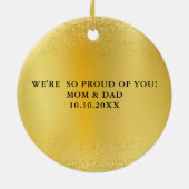 卒業祝い金ゴールドグリッター箔 セラミックオーナメント (裏面)