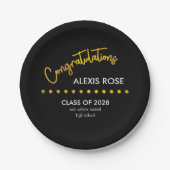 卒業祝い金ゴールドスクリプトブラック ペーパープレート (正面)
