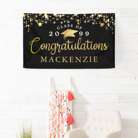 卒業祝い金ゴールドスターカスタムズカラー 横断幕 (インサイチュ)