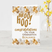 卒業祝い金ゴールドバルーン カード (黄色い花)