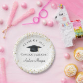 卒業祝い金ゴールド紙吹雪 ペーパープレート (パーティー)