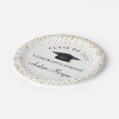 卒業祝い金ゴールド紙吹雪 ペーパープレート (アングル)