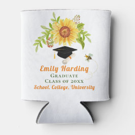 卒業祝い黄色いフローラひまわり 缶クーラー