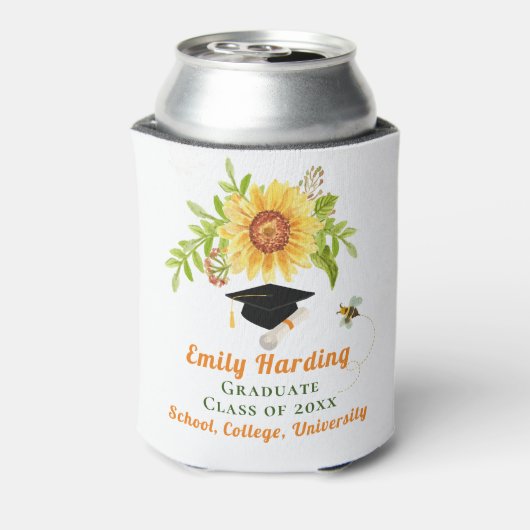 卒業祝い黄色いフローラひまわり 缶クーラー (缶裏面)