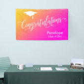 卒業祝い黄色ピンクのグラデーション 横断幕 (トレードショー)