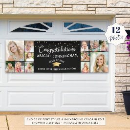 卒業祝い12フォトコラージュ黒 横断幕